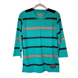 Sombrio Freeride Realto Mountain Bike Jersey 3/4 Sleeve Teal Orange Black